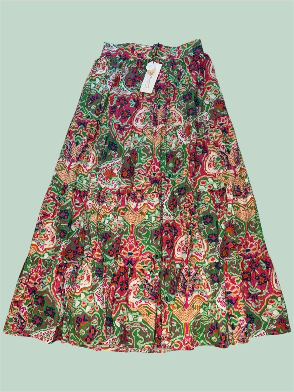 Cleobella Multicolor Jacinta Floral Tiered Bohemian Maxi Skirt in Panama
